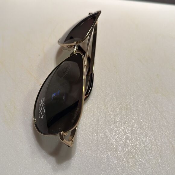 Polarized Gold Aviator Sunglasses with Dark Lenses - BRAND NEW by Floats UNISEX - Picture 2 of 3